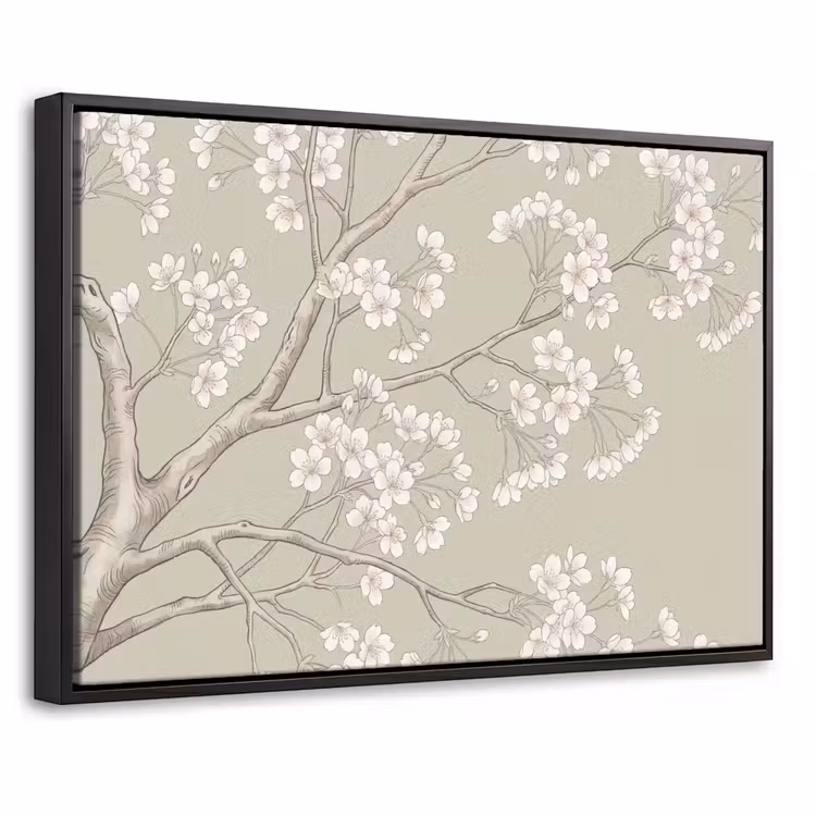 Canvas met lijst - Sereen - Bloesem - Wit — 1