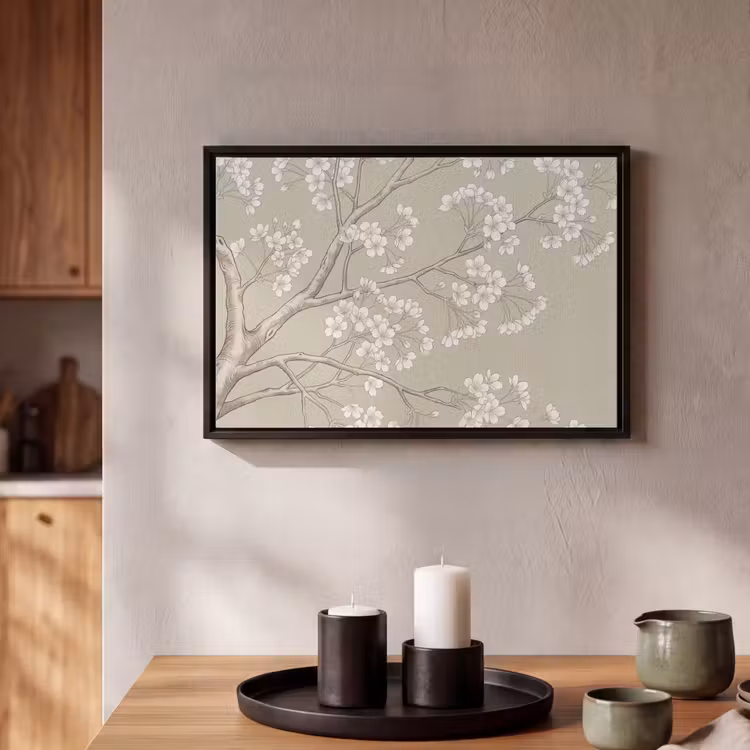 Canvas met lijst - Sereen - Bloesem - Wit — 2