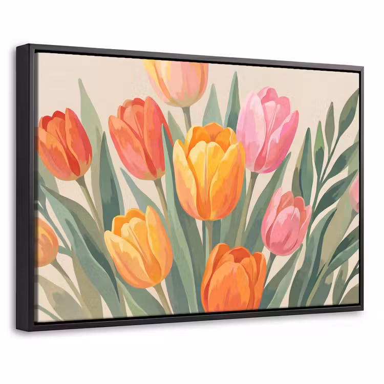 Canvas met lijst - Tulpen - Abstract - Kleurrijk — 1