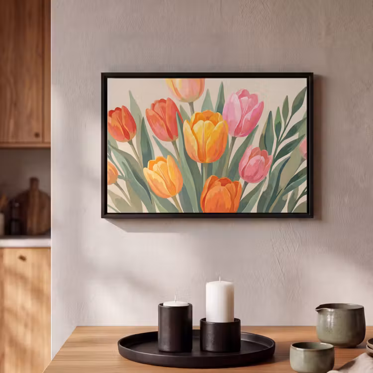 Canvas met lijst - Tulpen - Abstract - Kleurrijk — 2
