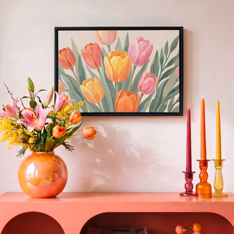 Canvas met lijst - Tulpen - Abstract - Kleurrijk — 4