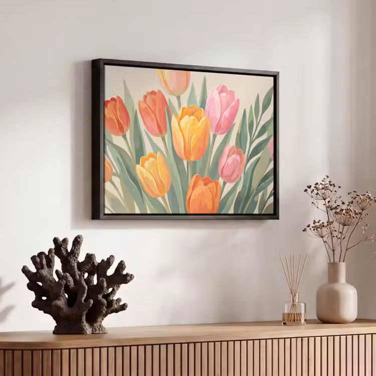 Canvas met lijst - Tulpen - Abstract - Kleurrijk — 6