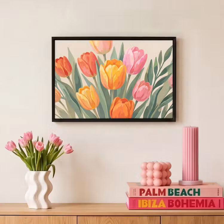 Canvas met lijst - Tulpen - Abstract - Kleurrijk — 8