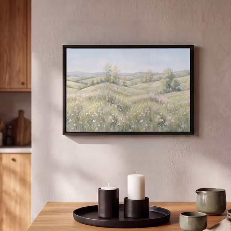 Canvas met lijst - Bloemen veld - Bloemen - Groen — 2