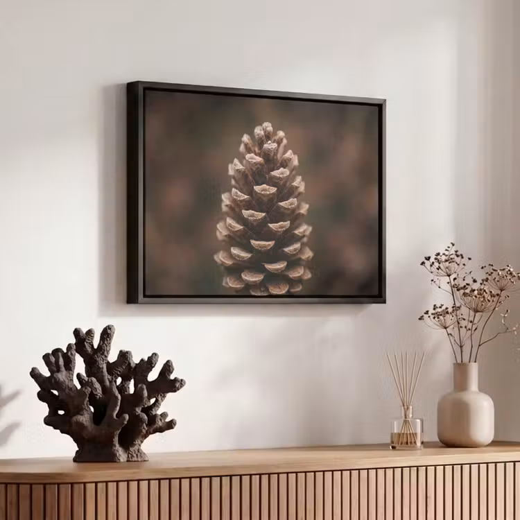 Canvas met lijst - Dennenappel - Bos - Herfst - Bruin - Sfeervol — 6