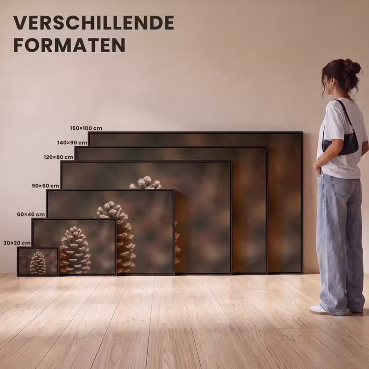 Canvas met lijst - Dennenappel - Bos - Herfst - Bruin - Sfeervol — 7