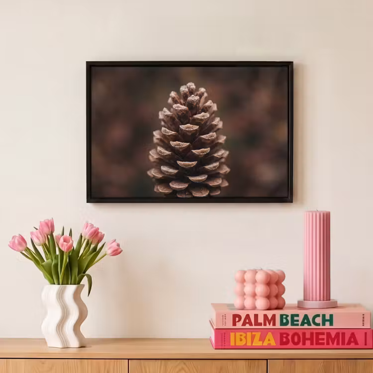 Canvas met lijst - Dennenappel - Bos - Herfst - Bruin - Sfeervol — 8