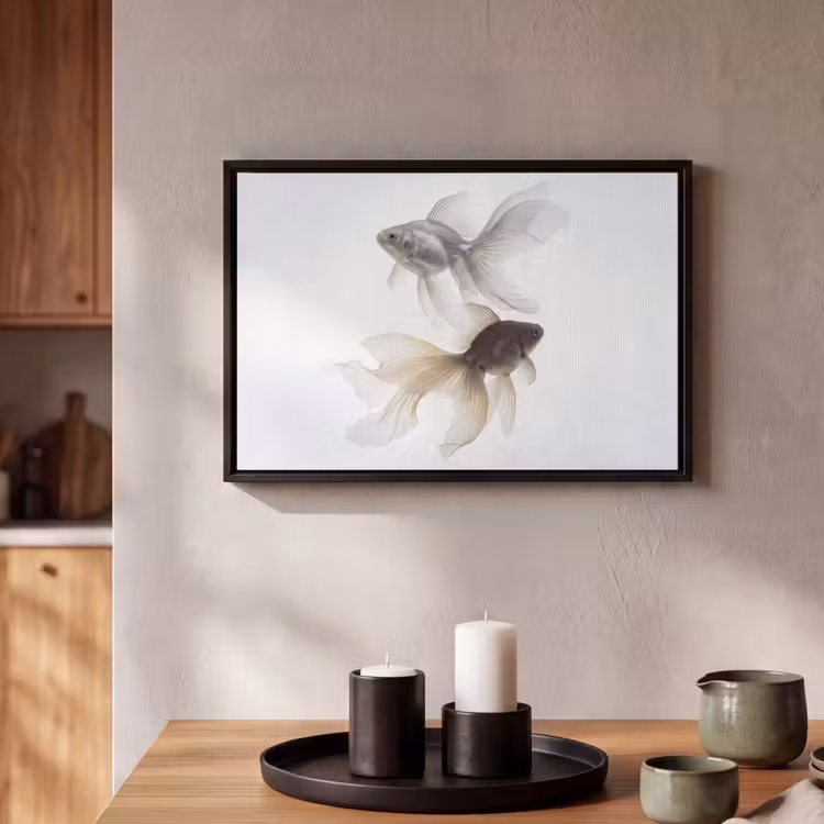Canvas met lijst - Goudvissen - Modern - Wit — 2