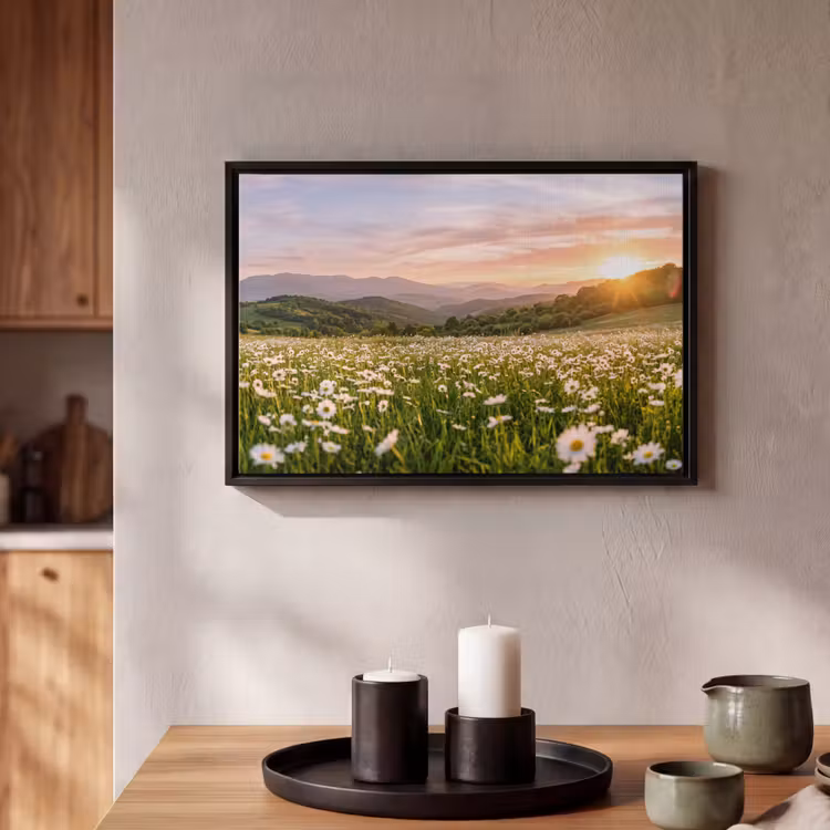 Canvas met lijst - Madelief - Veld - Heuvels - Groen — 2