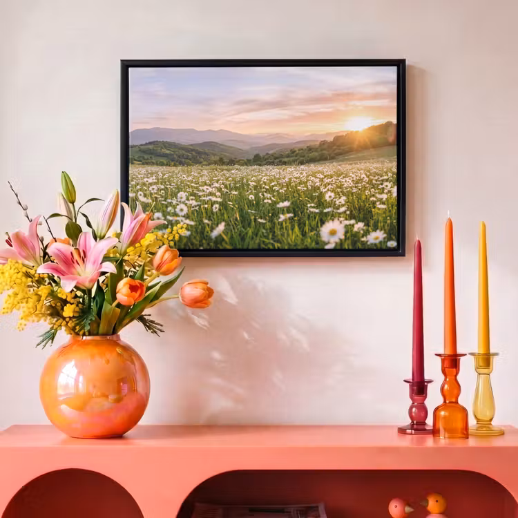 Canvas met lijst - Madelief - Veld - Heuvels - Groen — 4
