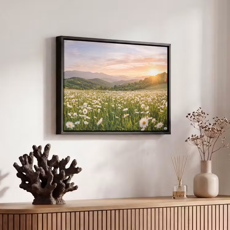 Canvas met lijst - Madelief - Veld - Heuvels - Groen — 6