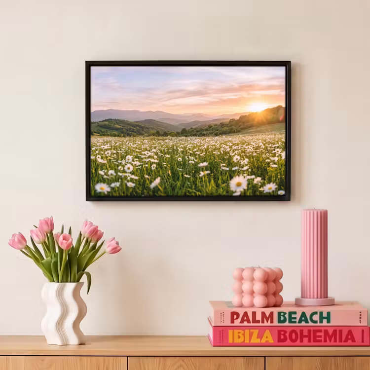 Canvas met lijst - Madelief - Veld - Heuvels - Groen — 8