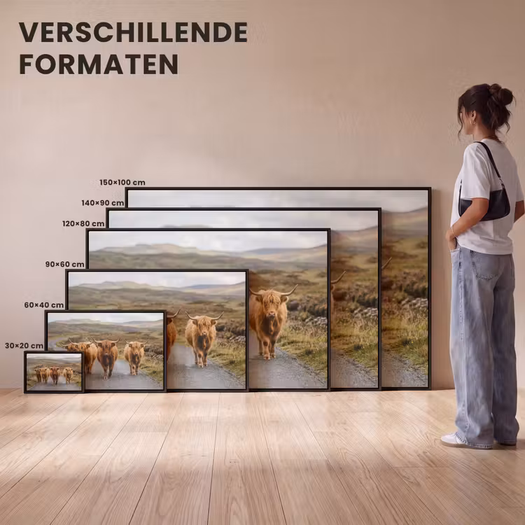 Canvas met lijst - Schotse Hooglanders - Weg - Landschap - Kudde — 7
