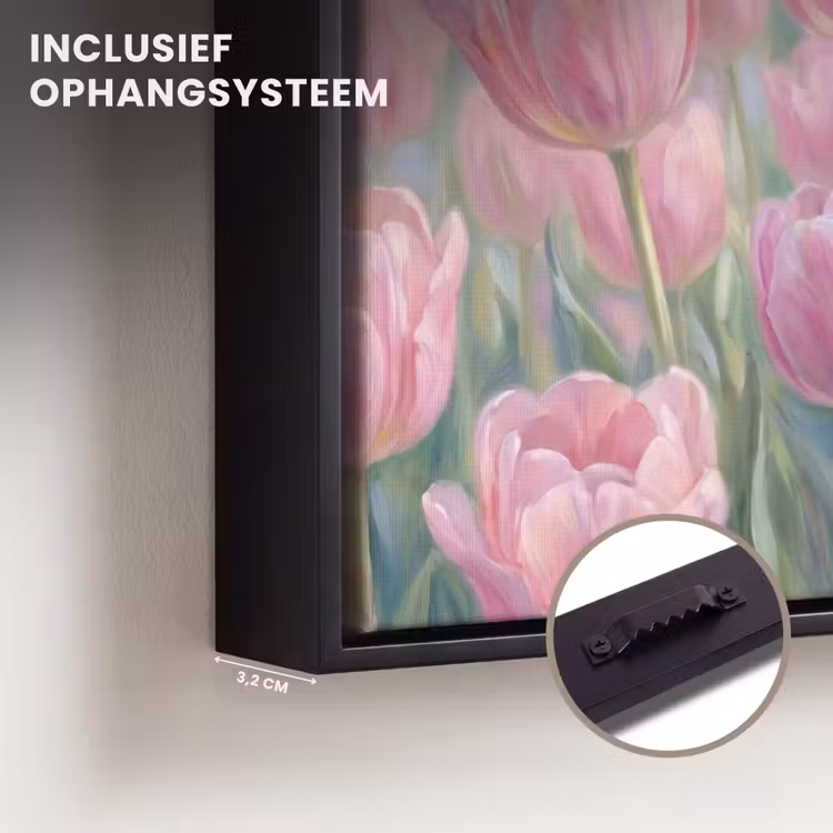 Canvas met lijst - Tulpen - Veld - Lente - Roze — 3