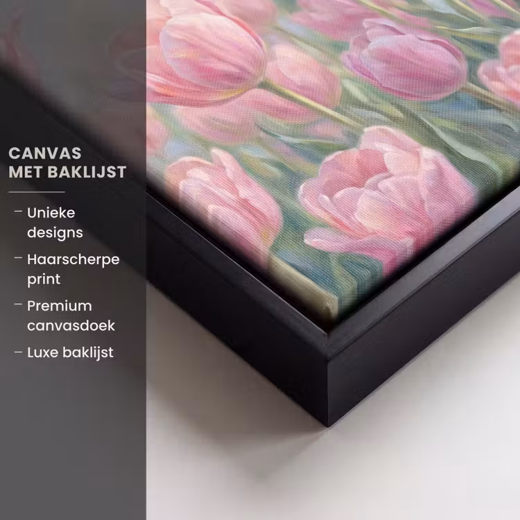 Canvas met lijst - Tulpen - Veld - Lente - Roze — 5