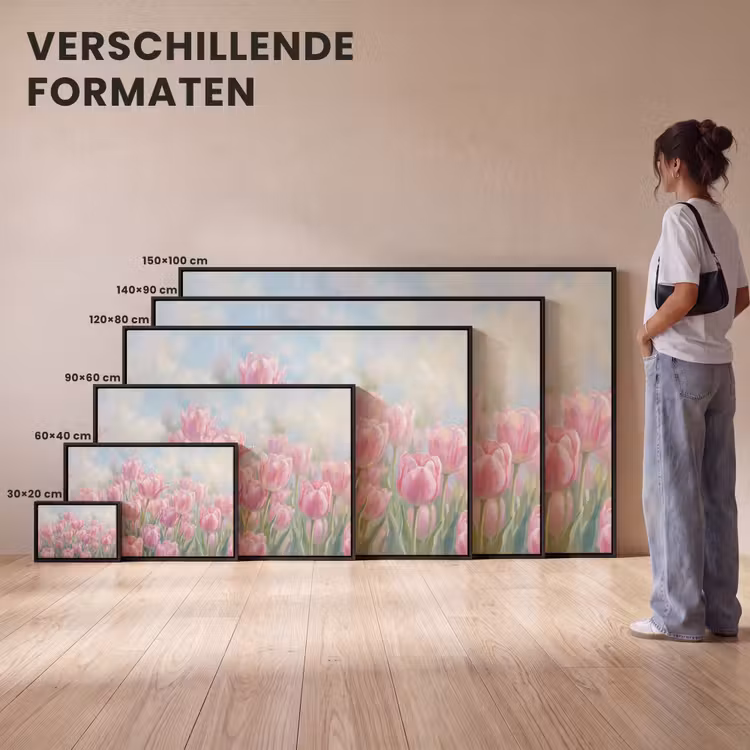 Canvas met lijst - Tulpen - Veld - Lente - Roze — 7