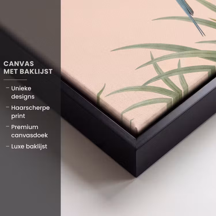Canvas met lijst - Vogel - Bloem - Natuur - Roze — 5