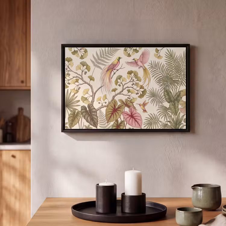 Canvas met lijst - Vogels - Tropisch - Botanisch - Roze — 2