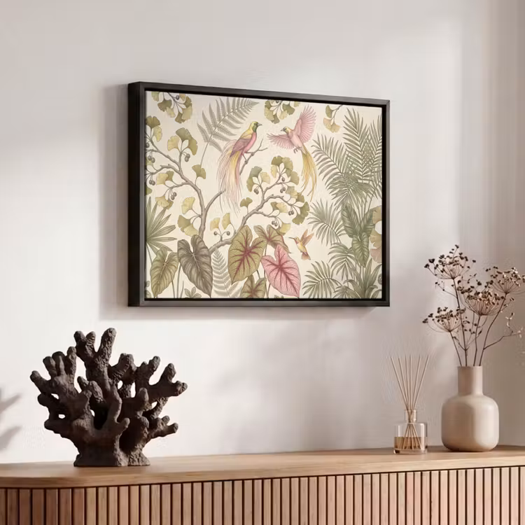 Canvas met lijst - Vogels - Tropisch - Botanisch - Roze — 6
