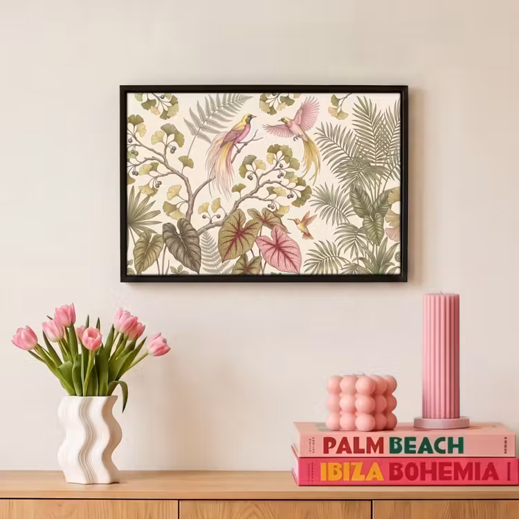 Canvas met lijst - Vogels - Tropisch - Botanisch - Roze — 8