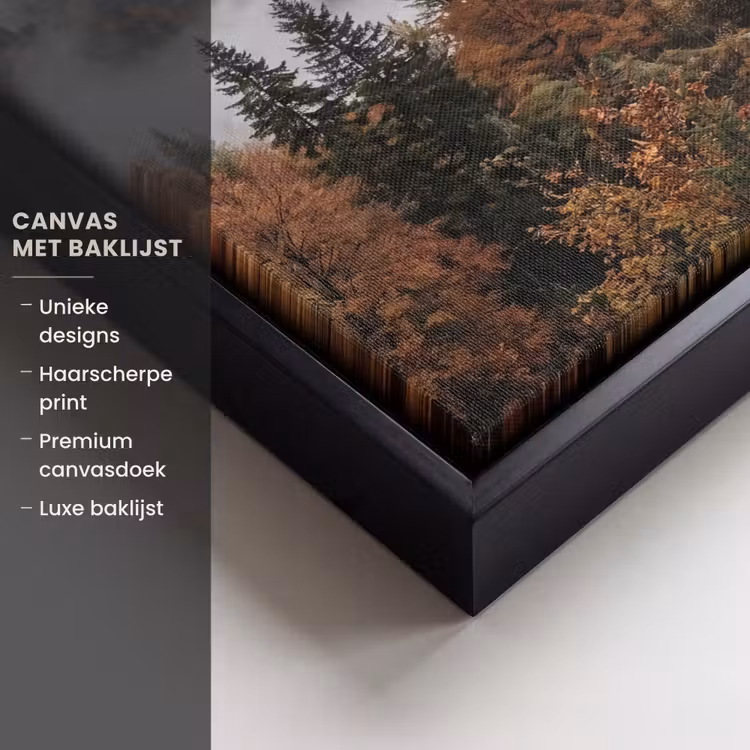 Canvas met lijst - Bergen - Vallei - Mist - Herfst - Natuur — 5