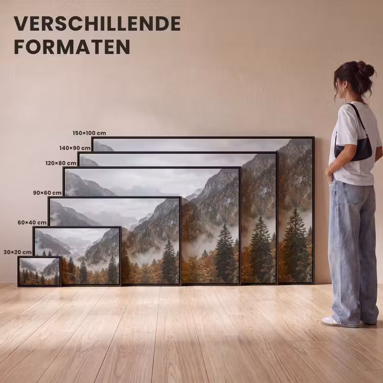 Canvas met lijst - Bergen - Vallei - Mist - Herfst - Natuur — 7