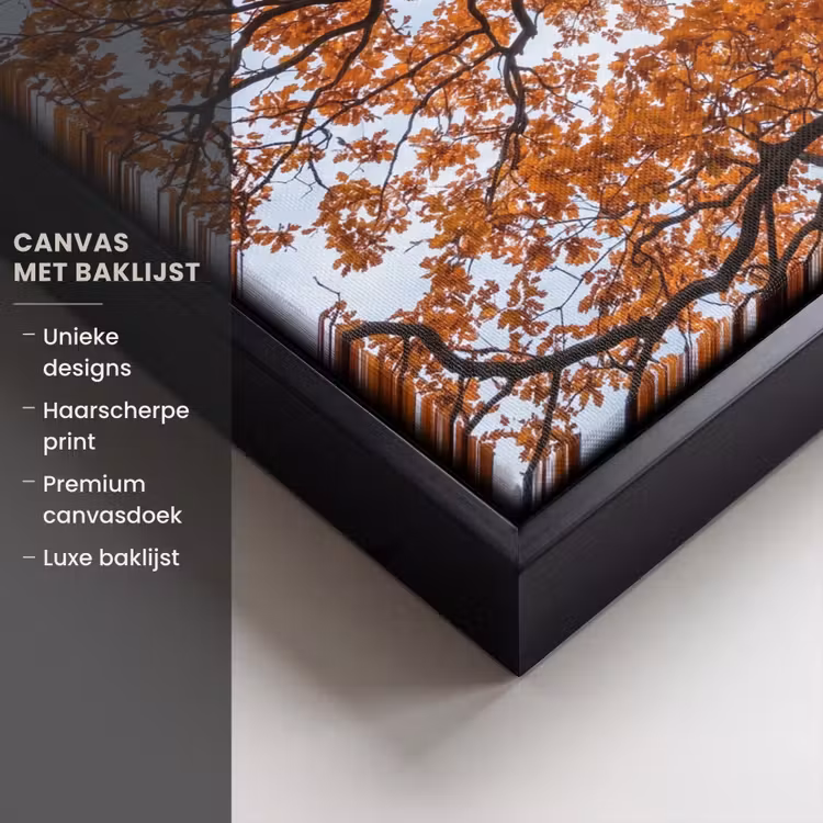 Canvas met lijst - Boom - Bladerdak - Herfst - Oranje - Sfeervol — 5