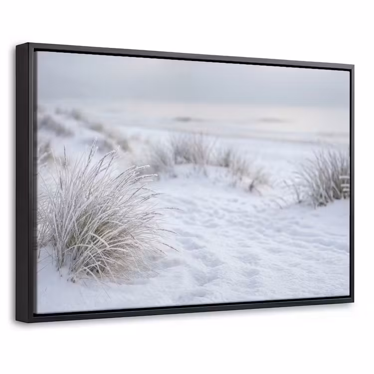 Canvas met lijst - Duinen - Sneeuw - Strand - Winter - Serene — 1
