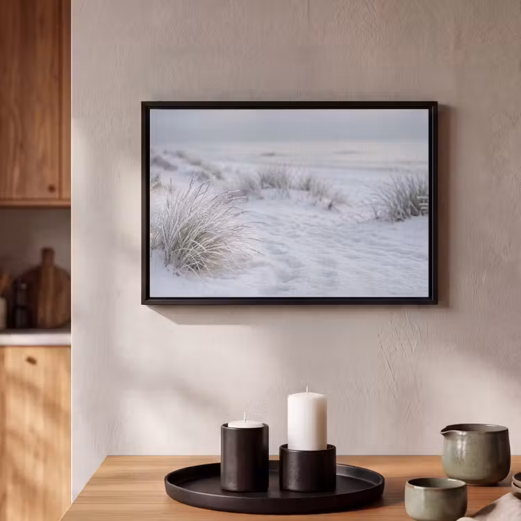 Canvas met lijst - Duinen - Sneeuw - Strand - Winter - Serene — 2