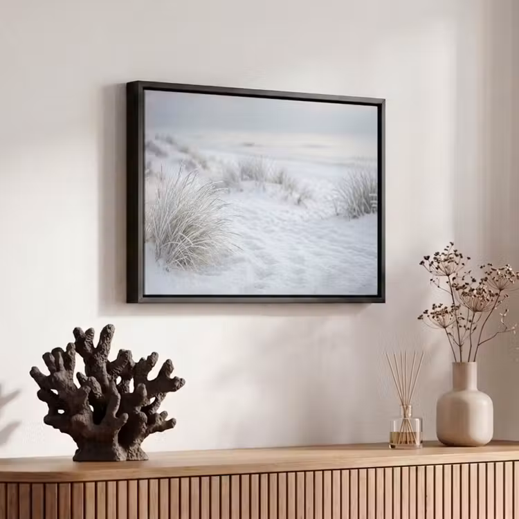 Canvas met lijst - Duinen - Sneeuw - Strand - Winter - Serene — 6