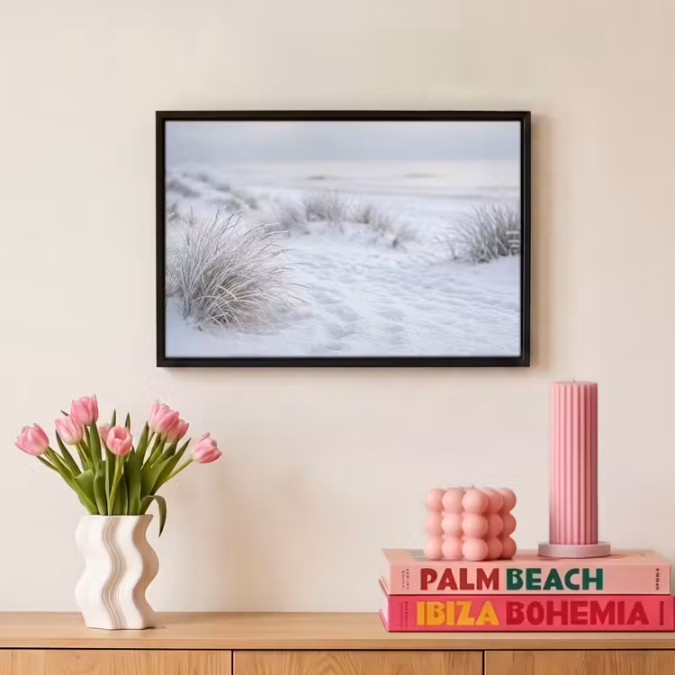 Canvas met lijst - Duinen - Sneeuw - Strand - Winter - Serene — 8