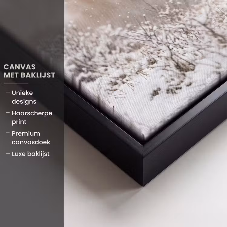 Canvas met lijst - Edelhert - Bos - Sneeuw - Winter - Majestueus — 5
