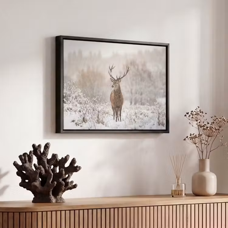 Canvas met lijst - Edelhert - Bos - Sneeuw - Winter - Majestueus — 6