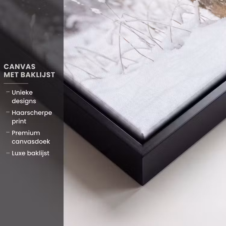 Canvas met lijst - Hert - Sneeuw - Bos - Dieren - Vertederend — 5