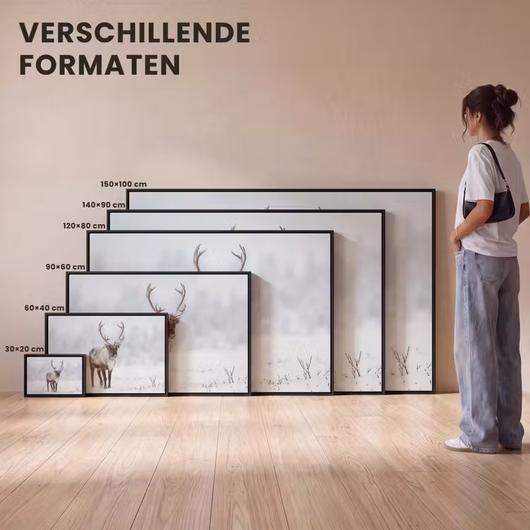 Canvas met lijst - Rendier - Gewei - Toendra - Sneeuw - Wild — 7