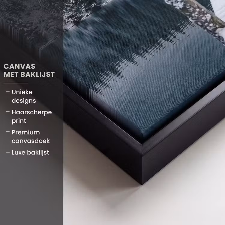 Canvas met lijst - Steiger - Meer - Sneeuw - Bergen - Rustgevend — 5