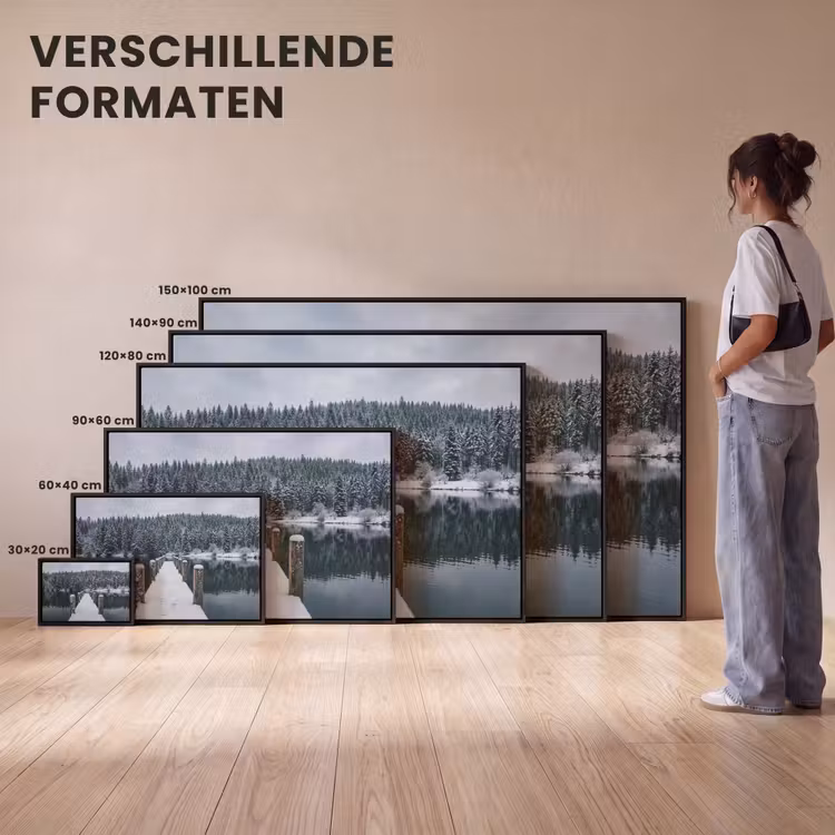 Canvas met lijst - Steiger - Meer - Sneeuw - Bergen - Rustgevend — 7