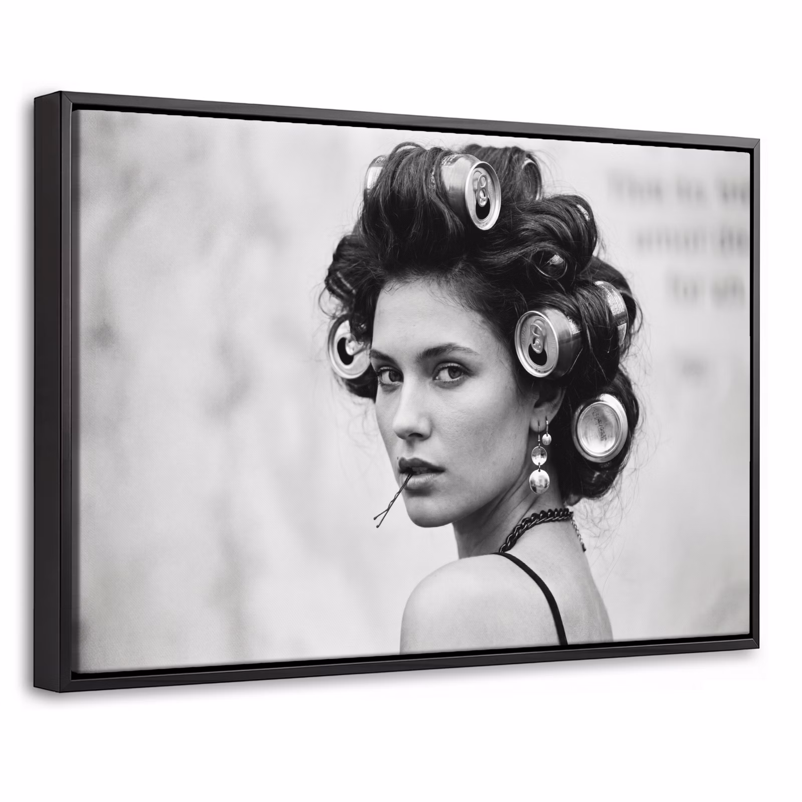 Canvas met lijst - Edgy - Vrouw - Zwart - Wit — 1