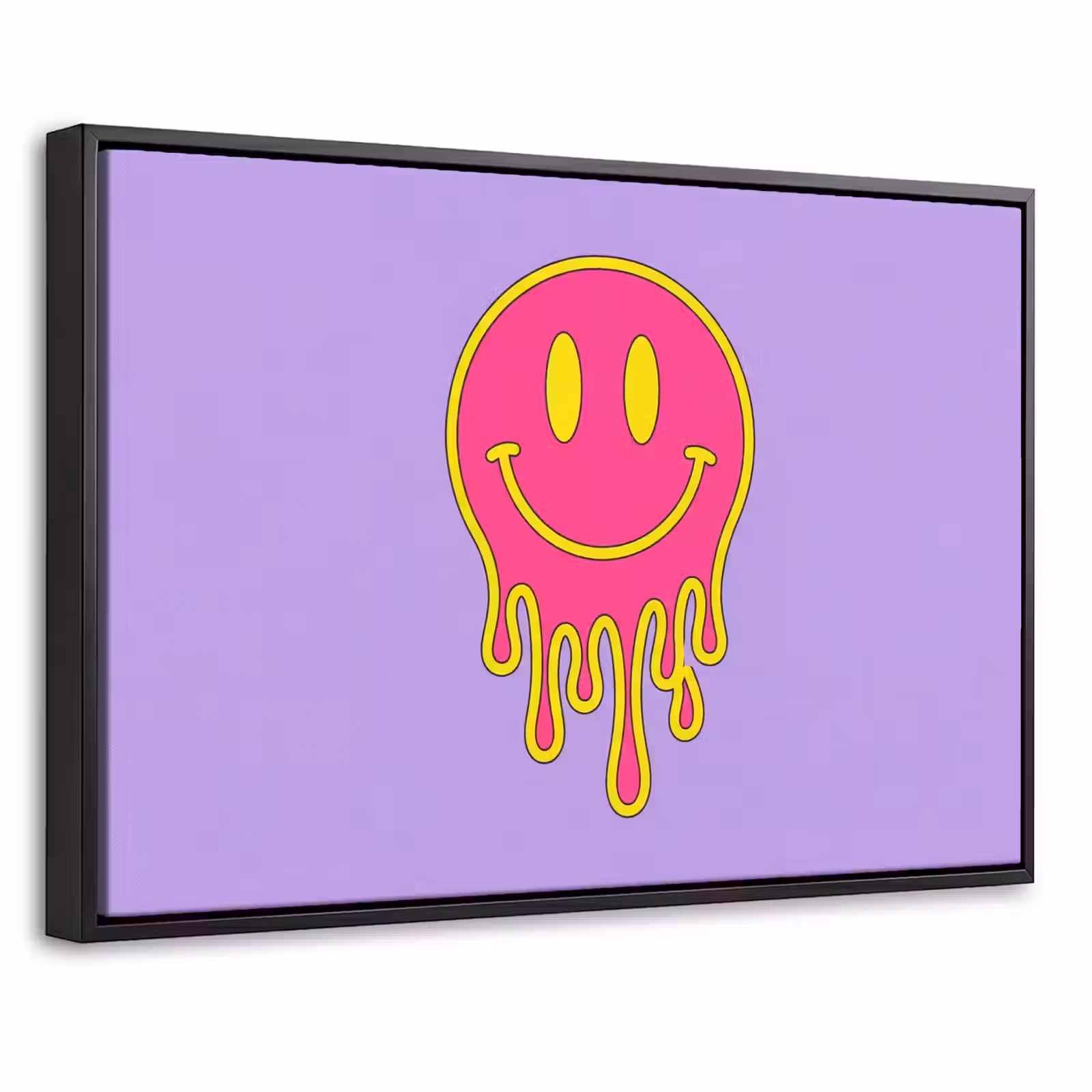 Canvas met lijst - Smiley - Drip - Neon — 1