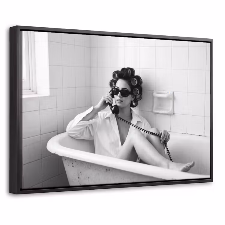 Canvas met lijst - Bad - Vrouw - Zwart - Wit — 1