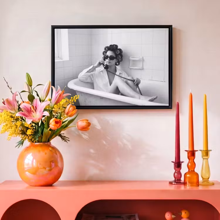 Canvas met lijst - Bad - Vrouw - Zwart - Wit — 4
