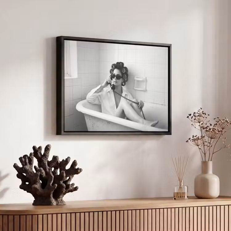 Canvas met lijst - Bad - Vrouw - Zwart - Wit — 6