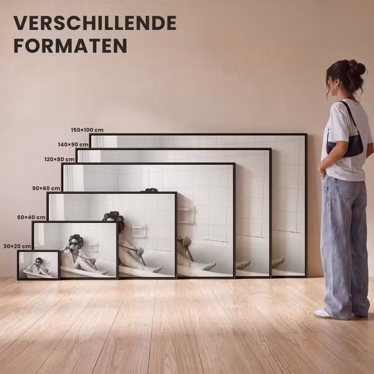 Canvas met lijst - Bad - Vrouw - Zwart - Wit — 7