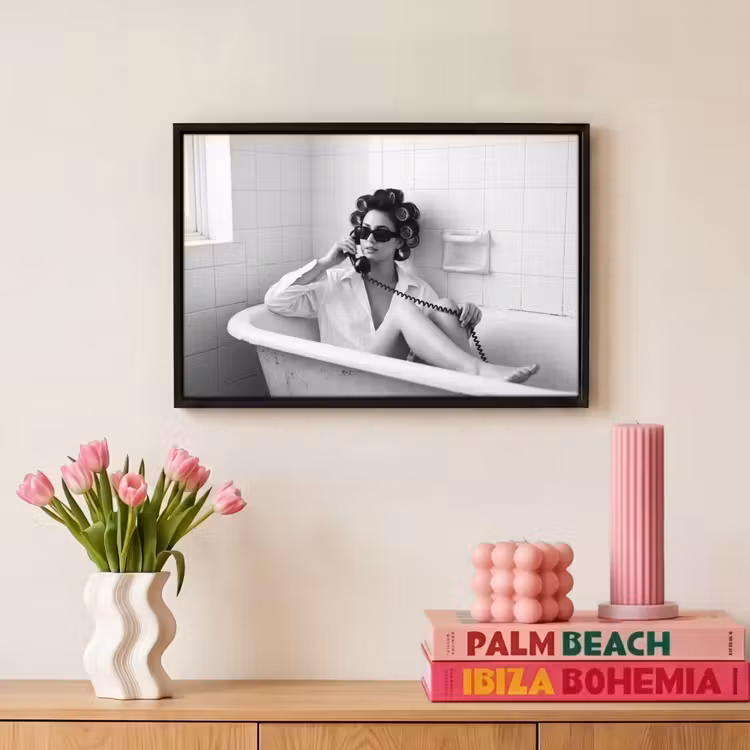 Canvas met lijst - Bad - Vrouw - Zwart - Wit — 8