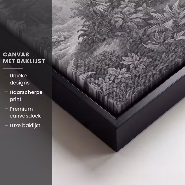 Canvas met lijst - Bos - Hert - Zwart - Wit — 5