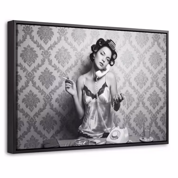 Canvas met lijst - Chic - Vrouw - Zwart - Wit — 1