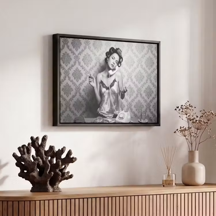 Canvas met lijst - Chic - Vrouw - Zwart - Wit — 6