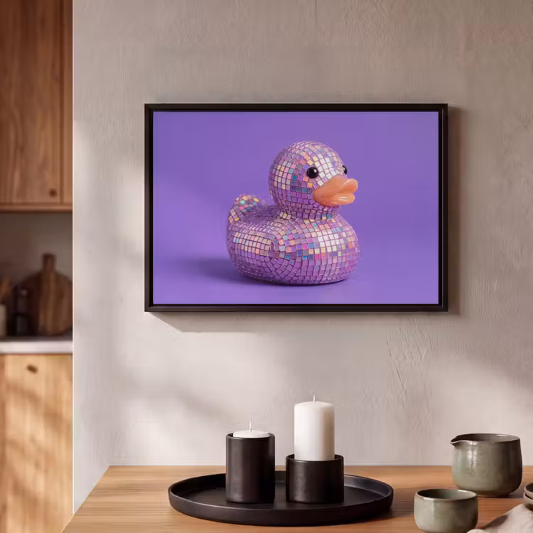Canvas met lijst - Disco - Eend - Paars — 2