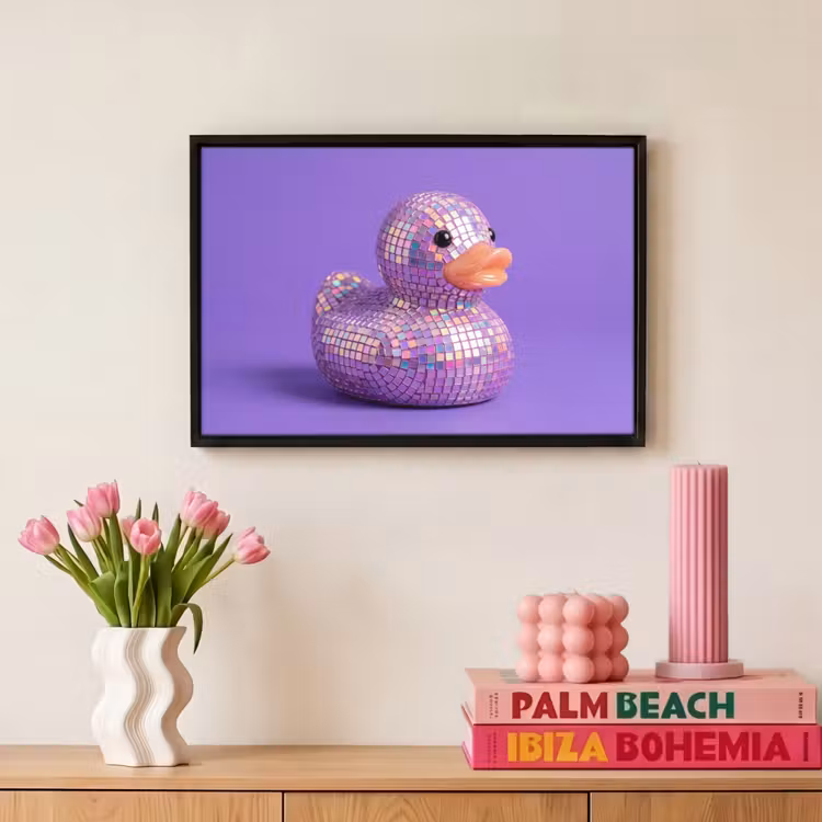 Canvas met lijst - Disco - Eend - Paars — 8