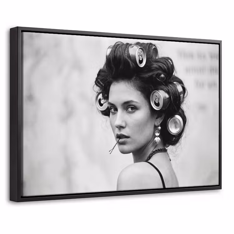 Canvas met lijst - Edgy - Vrouw - Zwart - Wit — 1